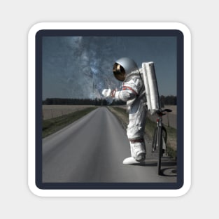 Astronaut With Bicycle On Road Magnet