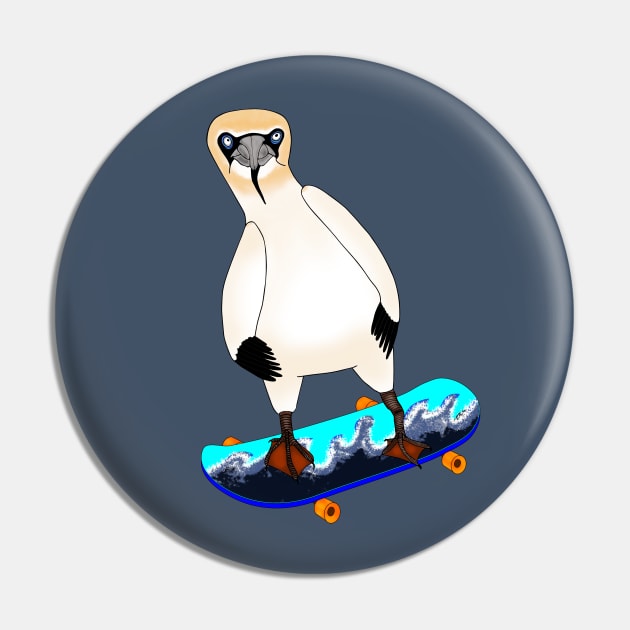 Skateboarding gannet Pin by SnailAndCo