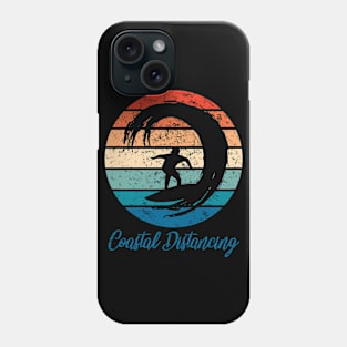 Social Distancing vs Coastal Distancing - Surfer with wave Phone Case