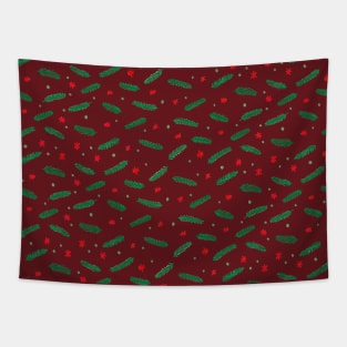 Christmas branches and stars - red and green Tapestry