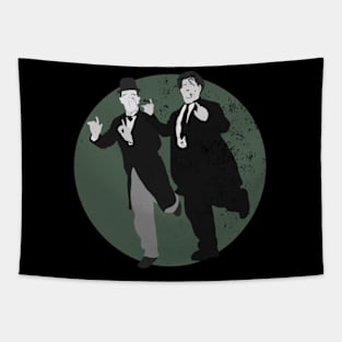 Grunge Urban Laurel and Hardy - Sage Green Tapestry