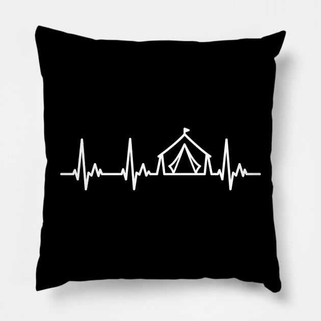 Camping Tent Heartline Design Pillow by samshirts