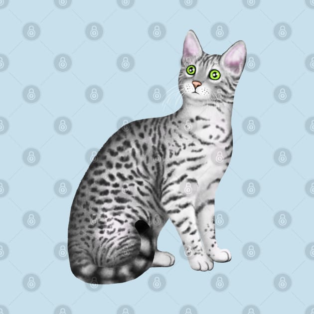 Egyptian Mau (Blue Background) by illucalliart