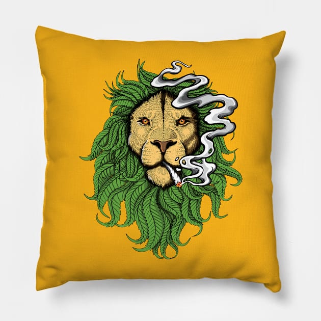 Lion King Smoking Weed Pillow by Digitalartrock