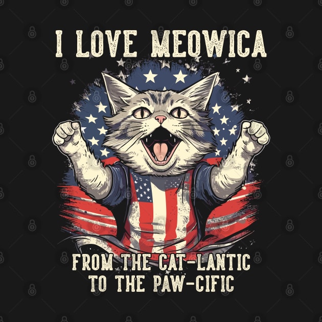 4th July Cat Lover, I Love Meowica Patriotic Funny Happy Cat by Apocatnipse Meow