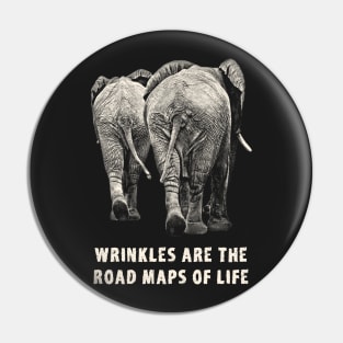 Elephant Pair Rear View with Wrinkles Quote Pin