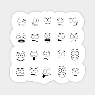 Cartoon Faces with Expressions Magnet