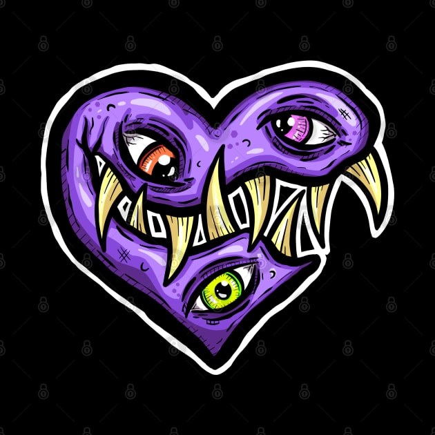 Zombie Heart Teethy Smile Purple Valentines Day by Squeeb Creative