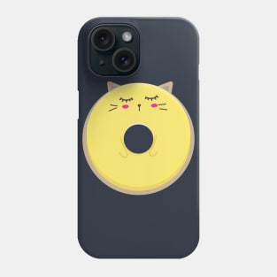 Kawaii Yellow Blushing Cat Donut Phone Case