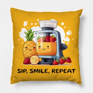 Fruit Juicer Sip, Smile, Repeat Funny Healthy Novelty Pillow