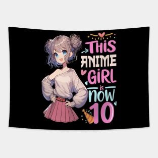 10th Birthday, 10-Year-Old Birthday Girl Birthday Tee, Birthday anime Girl Tapestry