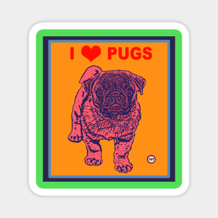 I Love Pugs Magnet