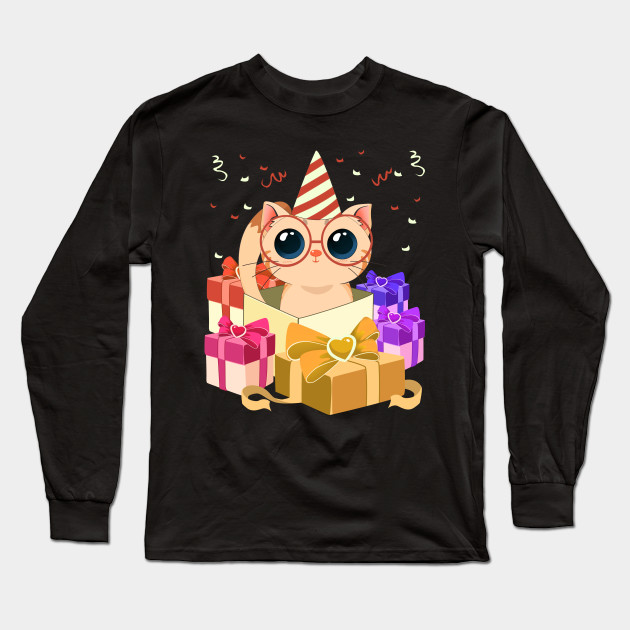 Funny Cat With Cute Party Hat Birthday Birthday Party Long