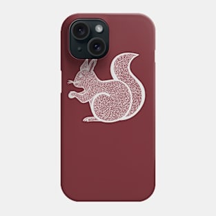 Red Squirrel Ink Art - cool animal design - on dark red Phone Case