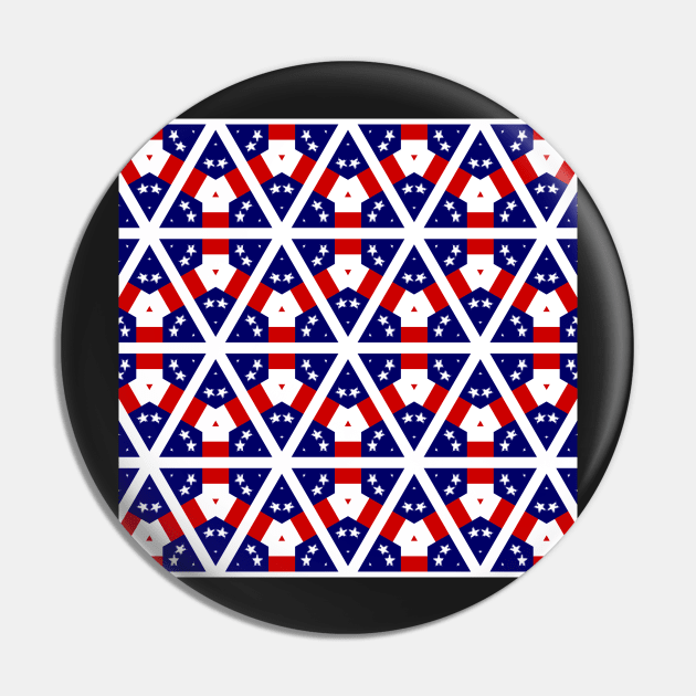 Stars and Stripes Honeycomb Pattern Red White Blue Pin by BubbleMench