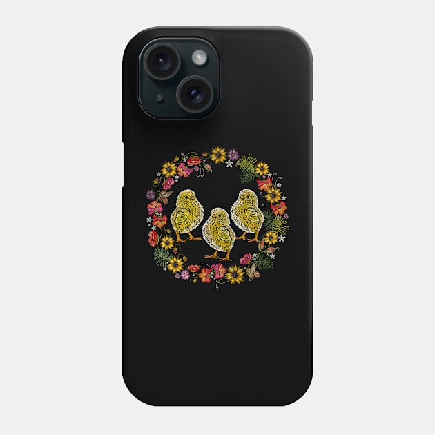 chicks wreath flower Phone Case by Mako Design 