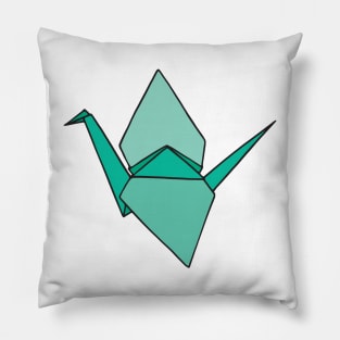 Green Origami Paper Crane Pillow