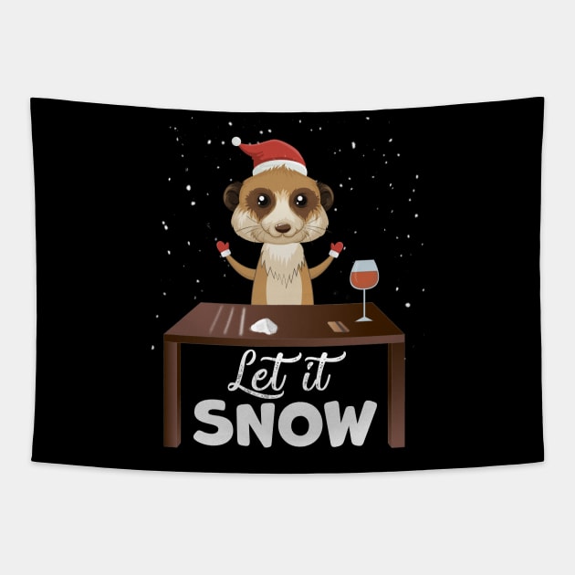 Let It Snow Meerkat Cocaine Xmas Gift Tapestry by magazin