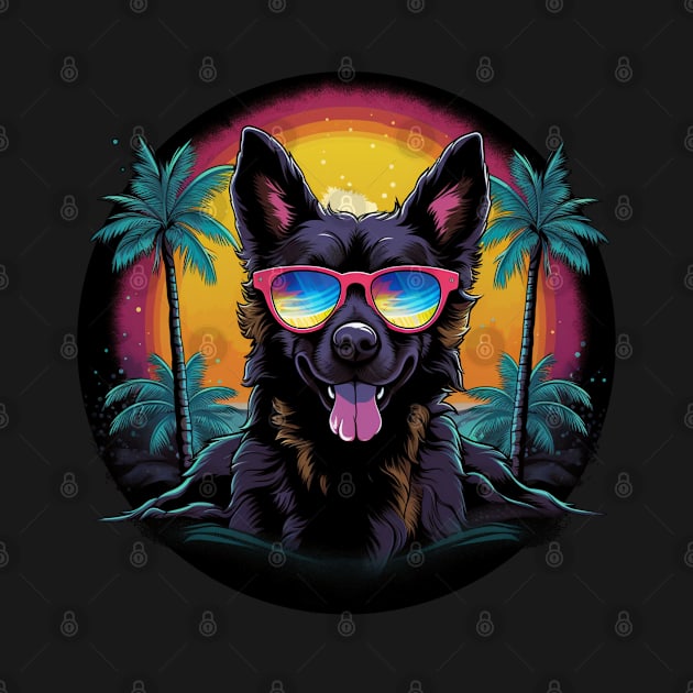 Retro Wave Cattledog Dog Shirt by Miami Neon Designs