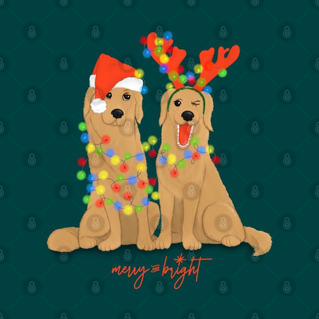 Christmas dogs, Illustrated golden retrievers by illograph