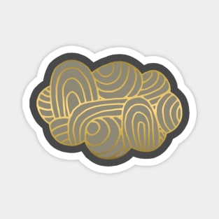 Cloud in Gold and Deep Silver –  Gold Cloud Line Drawing with Pewter Color Fill Magnet