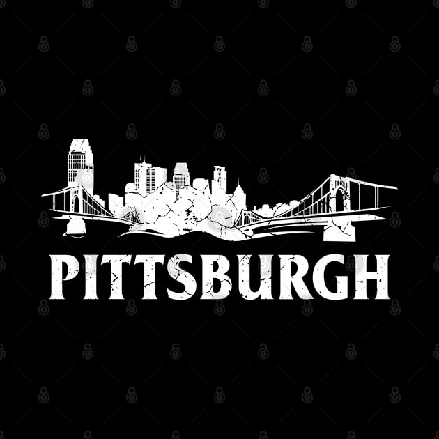 Pittsburgh Retro Skyline Bridge Vintage, Pittsburgh lovers by UranusArts