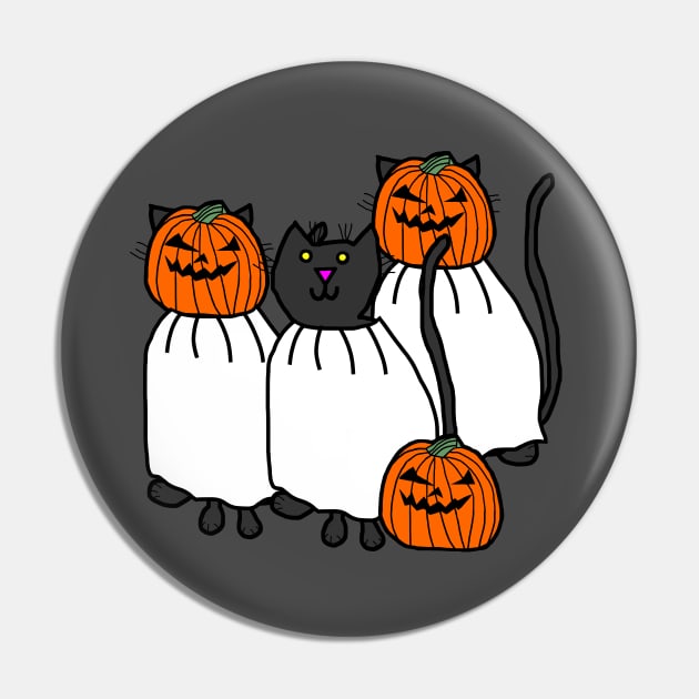 Halloween Horror Cats in Pumpkin Head Costumes Pin by ellenhenryart