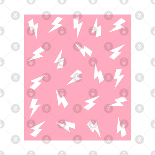 White and Pink Lightning Bolts Pattern by OneThreeSix