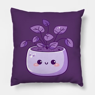 Cute Houseplant in a Pot | Kawaii Decorative Leaf Plant Character | Kawaii Plant Lovers Pillow