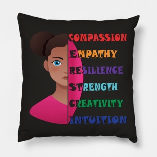 Power-Women: Bold and Inspiring-Kindness and Empathy Reign Pillow