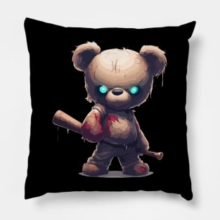 Spooky teddy bear with baseball bat Pillow