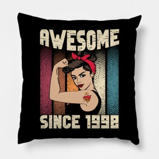 Awesome since 1998,24th Birthday Gift women 24 years old Birthday Pillow