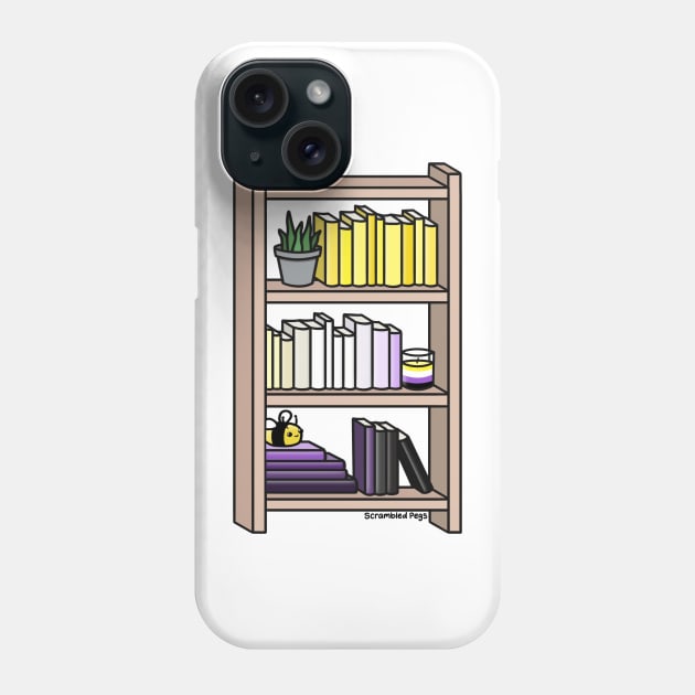 Nonbinary Pride Bookcase Phone Case by scrambledpegs