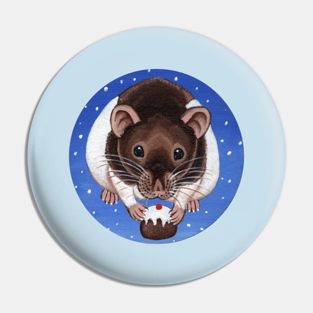 Hooded Rat Christmas Pudding Pin by WolfySilver