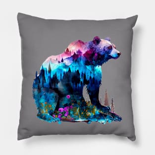 Watercolor Grizzly Pillow