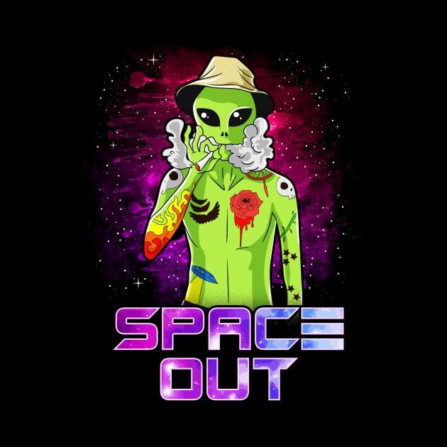 Space Out Hipster Alien Smoking & Spacing Out UFO by theperfectpresents