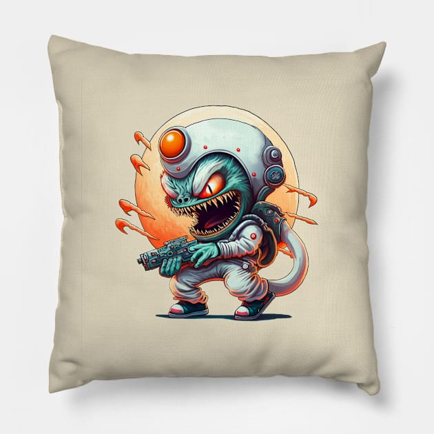 Space monster Pillow by Dizzle