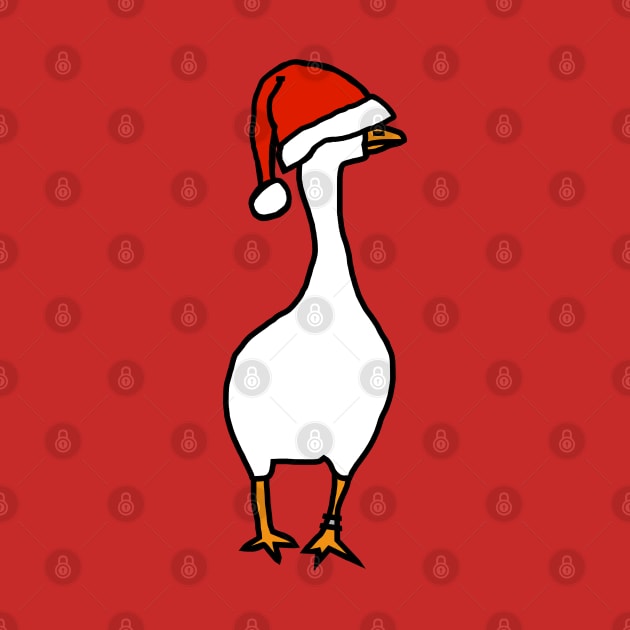 Gaming Goose Wears Stolen Christmas Santa Hat by ellenhenryart