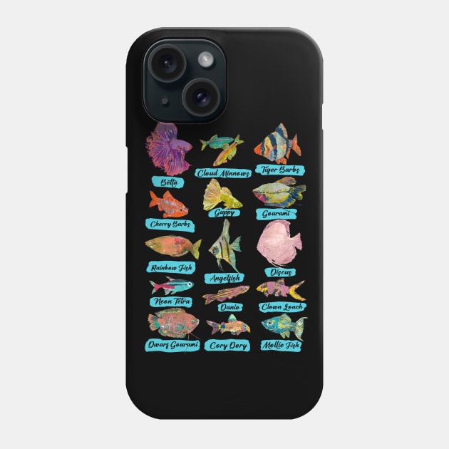 Tropical Freshwater Fish Chart Phone Case by Gina's Pet Store