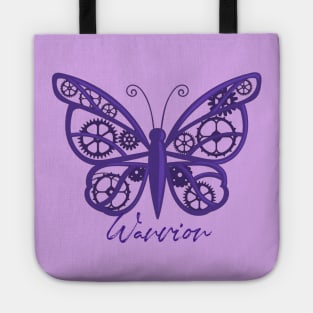 Fibro Lupus Warrior Purple Steampunk Butterfly Tote