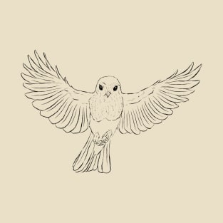 Robin Bird In Flight Flying Line Art T-Shirt