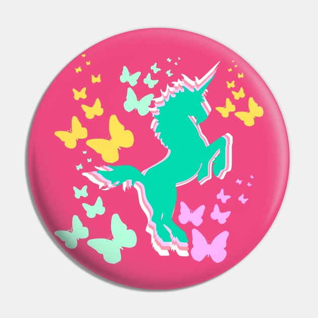 Unicorn and Butterflies Pin by TheDaintyTaurus