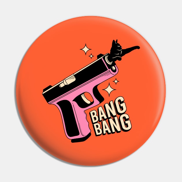 Bang Bang Black Cat in orange Pin by The Charcoal Cat Co.