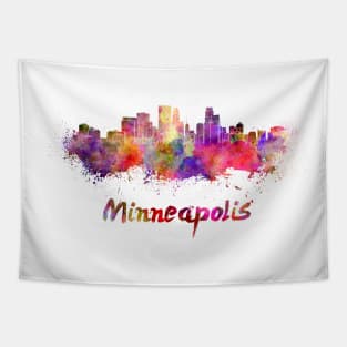 Minneapolis skyline in watercolor Tapestry