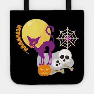 Cat in the Halloween night Tote