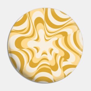 Abstract Groovy Retro Liquid Swirl Yellow Pattern Pin