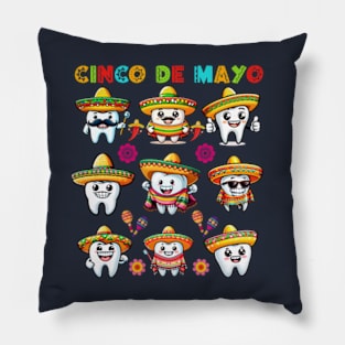 Cinco De Mayo Dental Tooth Sombrero Mexican Fiesta Hygienist Pillow