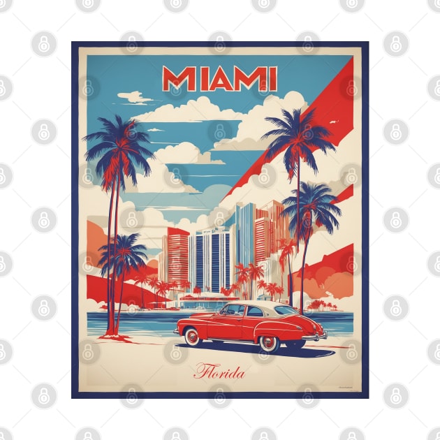 Miami Florida United States of America Tourism Vintage Poster by TravelersGems