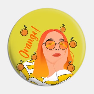 Orange girl birthday gift Pin