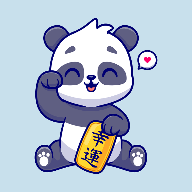 Cute Lucky Panda Holding Gold Coin Cartoon by Catalyst Labs